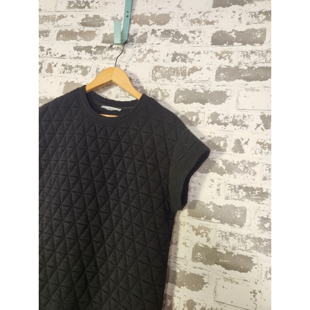 See and Be Seen Quilted Short Sleeve Sweater Size Small Lounge Cozy Casual - Picture 6 of 16